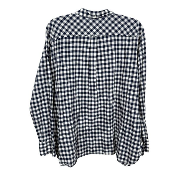 J Crew Classic Fit Shirt Womens 22 Black White Crinkle Gingham Button Down - Picture 2 of 9